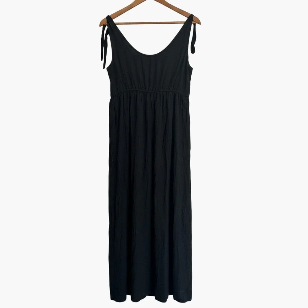 Petal + Pup Black Wide Leg BOHO Jumpsuit Tie Shoulder Elastic Waist Women Sz. S‎